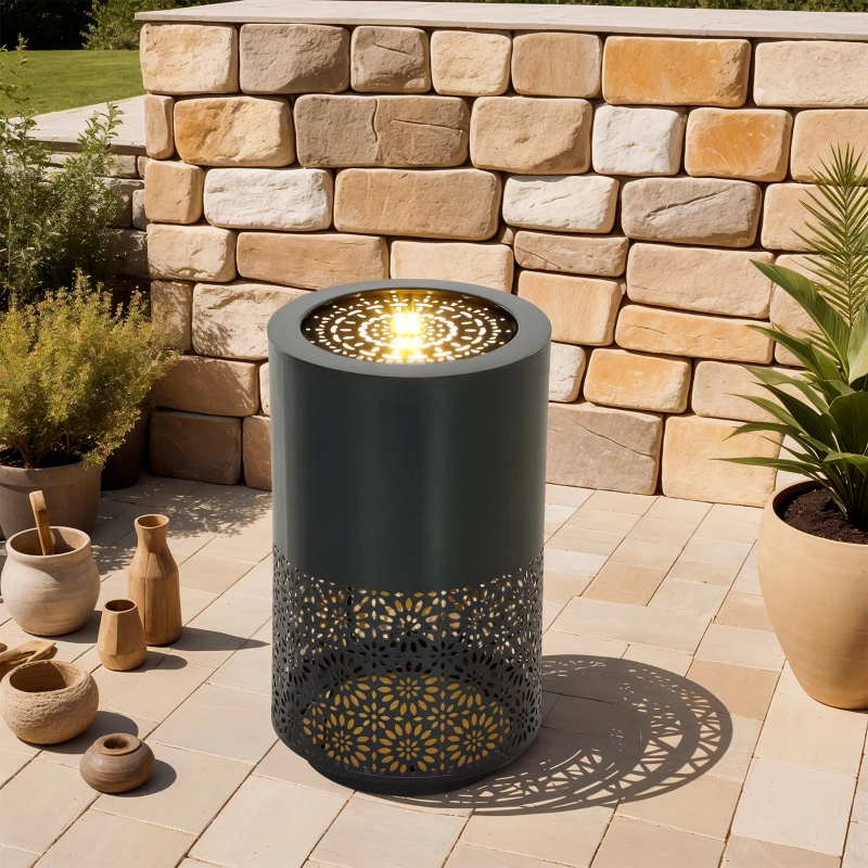 Outsunny 21" Tall Garden Waterfall Fountain with LED Lights, Outdoor Water Fountain Water Feature with Adjustable Flow, Black