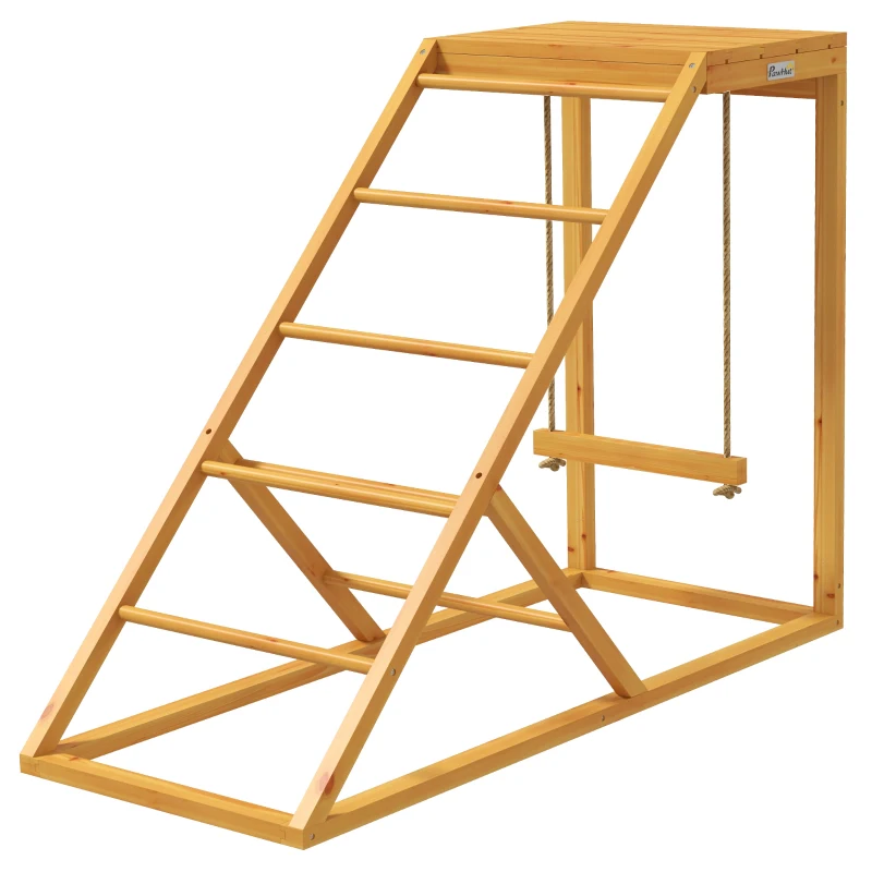 PawHut Chicken Activity Play for Healthy & Happy Animals with Chicken Perches & Hen Ladder, Chicken Coop Toy, Yellow