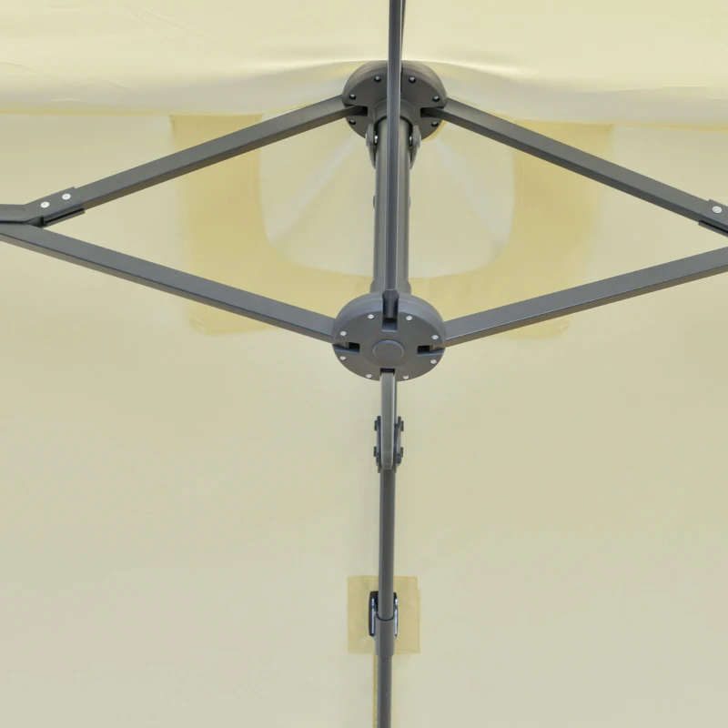 Outsunny 14ft Patio Umbrella Double-Sided Outdoor Market Extra Large Umbrella with Crank, Cross Base for Deck, Lawn, Backyard and Pool, Off-White