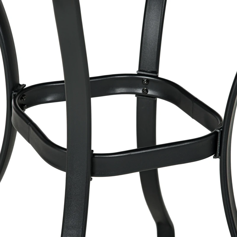 Outsunny 28" Outdoor Bar Table, Patio Furniture with Metal Frame Square Garden Table with Plastic Board w/ Wood Grain Effect, Brown