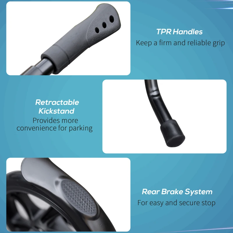 Soozier Foldable Kick Scooter for 14+ w/ Adjustable Handlebar, Kickstand, Rear Wheel Brake System, 7.75'' Big Wheels & ABEC-7 Bearings