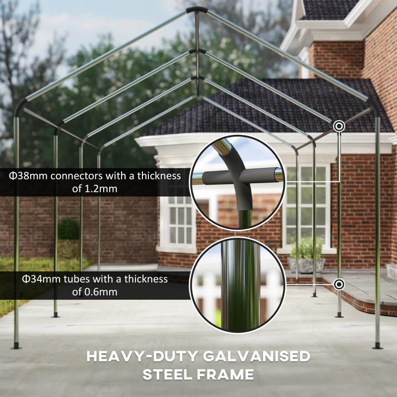 Outsunny 10 x 20ft Portable Garage Heavy Duty Carport with 2 Roll-up Doors and Removable Sidewalls for Car, Truck, Boat, White