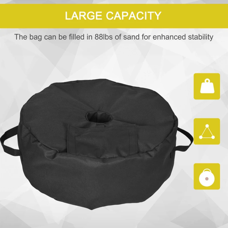 Outsunny 19" Round Patio Umbrella Base Weight Sand Bag Weather Resistant Garden Parasol Weight Base Stand Holder Weights  w/ Scoop Up 88lbs Black