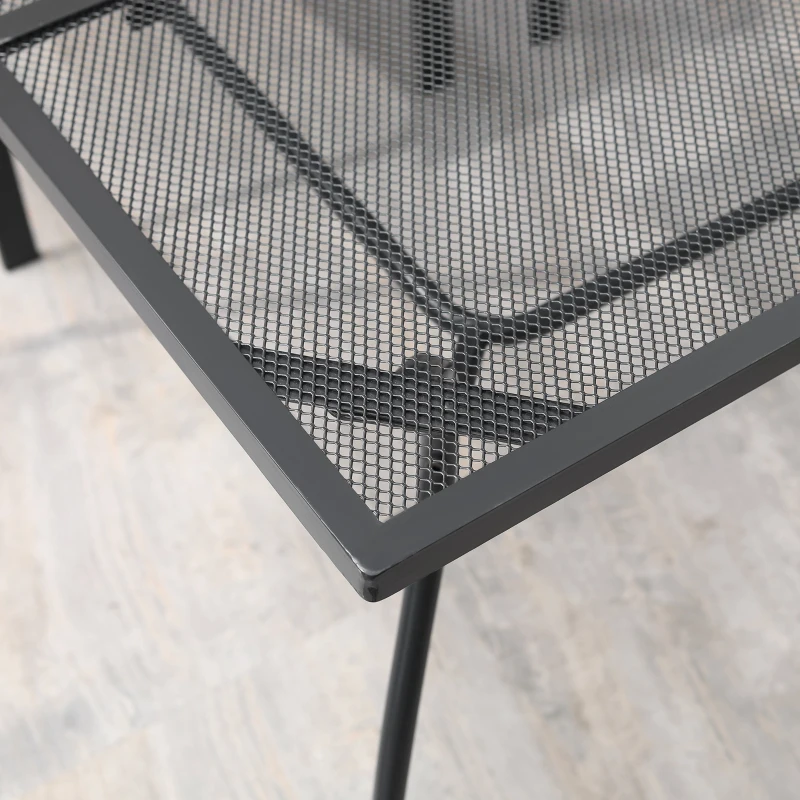 Outsunny 59" Outdoor Dining Table, Metal Frame Rectangular Patio Table for 6 with Mesh Tabletop for Garden, Backyard and Lawn, Black