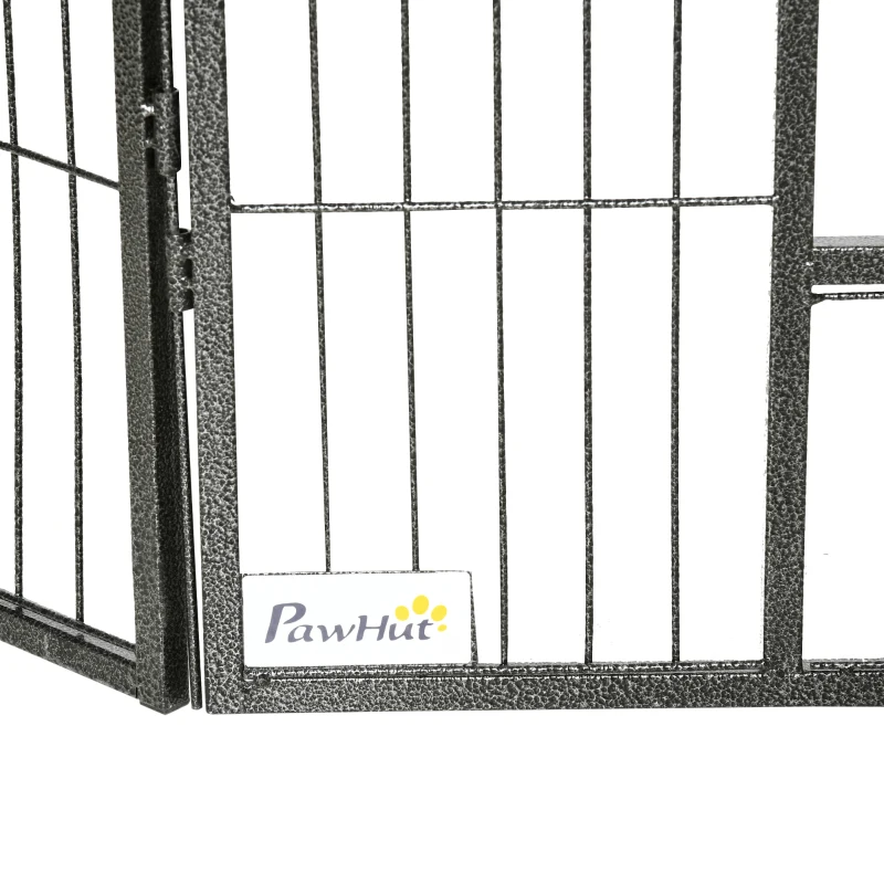 PawHut Heavy Duty Dog Playpen, 16 Panels Pet Playpen Dog Fence, Portable Puppy Exercise Pen, with 2 Doors Locking Latch, Outdoor or Indoor Use 23.5" Height
