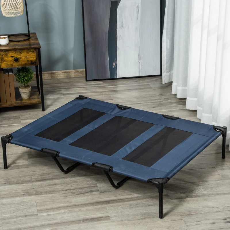 PawHut 48" x 36" Elevated Breathable Dog Bed w/ Carry Bag Dark Blue