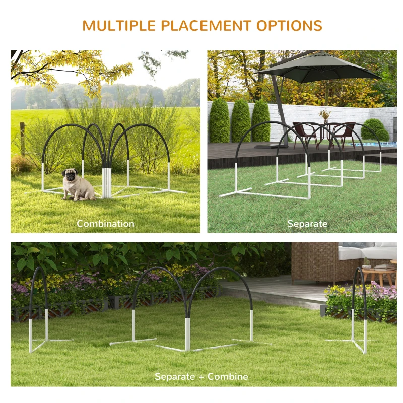 PawHut Dog Agility Kit Pet Obstacle Course Training Equipment Outdoor with Weave Poles, Carry Bag, Black