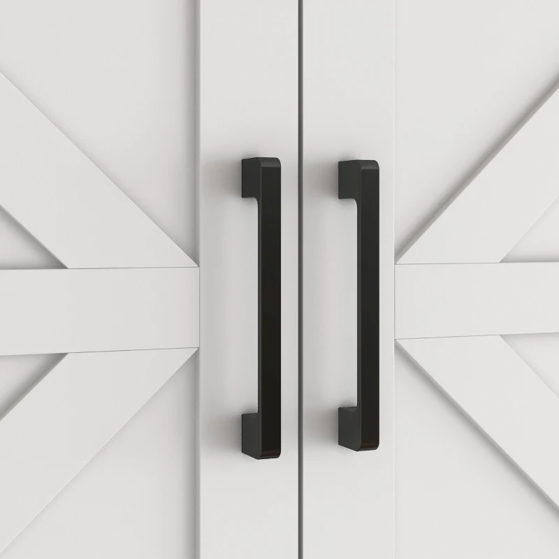 HOMCOM Farmhouse Kitchen Pantry, 68" Freestanding Hutch Storage Cabinet with Microwave Oven Countertop, White