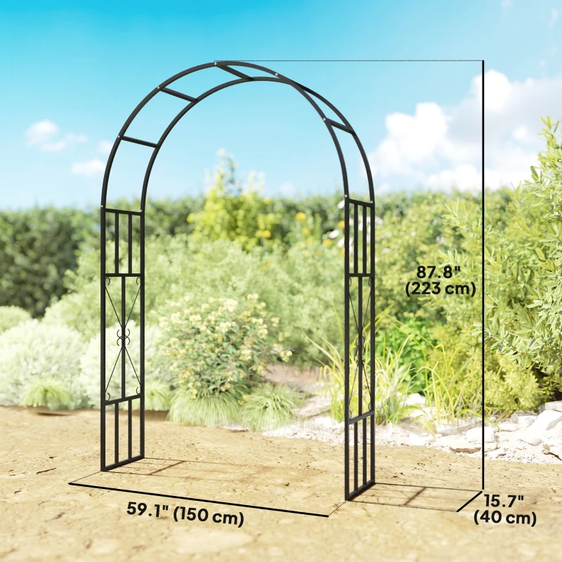 Outsunny 7.3ft Steel Garden Arch Trellis, Garden Arbor Trellis for Climbing Plants Roses Wisteria Vines, Flower Arch Wedding Arch Stand for Bridal Party Ceremony Decoration, Black