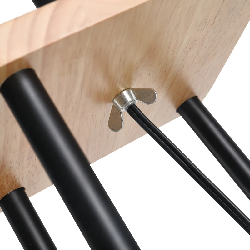 HOMCOM Modern Free Standing Tall Floor Lamp with Linen Style Fabric Shade & 3-Tier Rubberwood Display Shelving