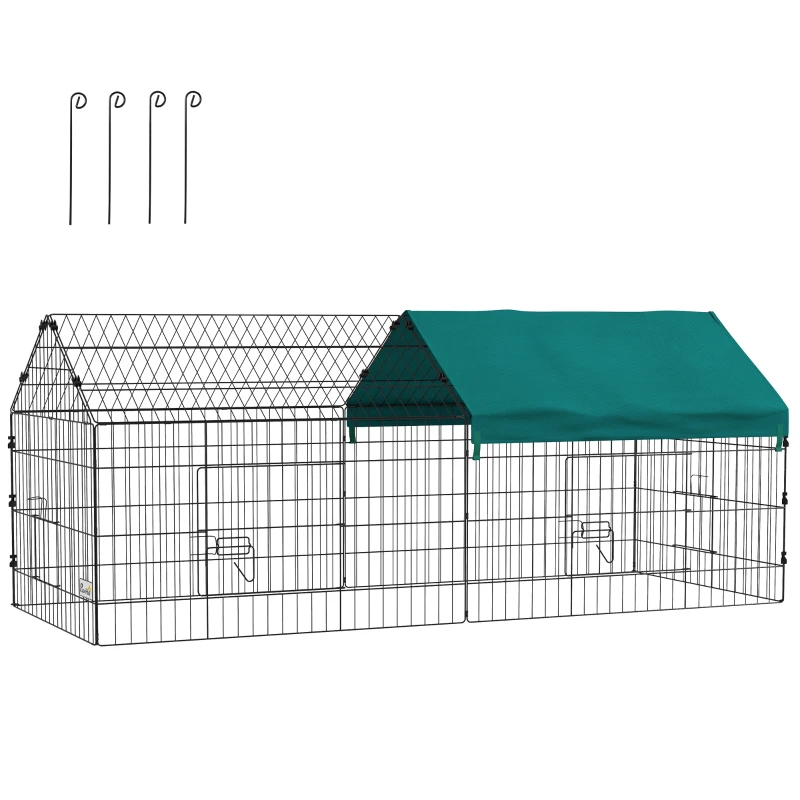 PawHut 73" Small Animal Cage with Roof, Indoor/Outdoor Use,  for Chicken, Rabbits, Chinchillas, Green