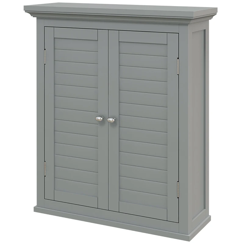 kleankin Over Toilet Storage Cabinet, Bathroom Wall Cabinet with Adjustable Shelf for Living Room and Entryway, Grey