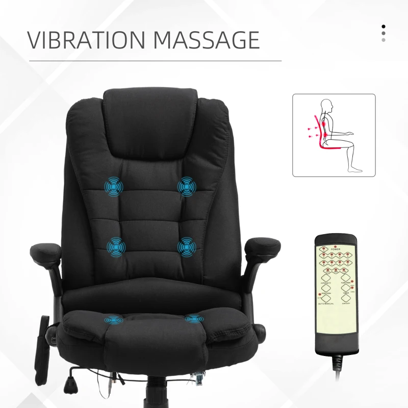 Vinsetto Reclining Massage Office Chair, Executive Office Chair with High Back, Swivel Wheels, Black