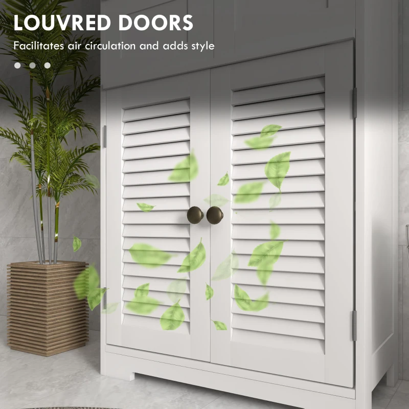 kleankin Bathroom Vanities with Louvred Doors, Medicine Cabinet, Bathroom Cupboard with Drawers and Open Shelf