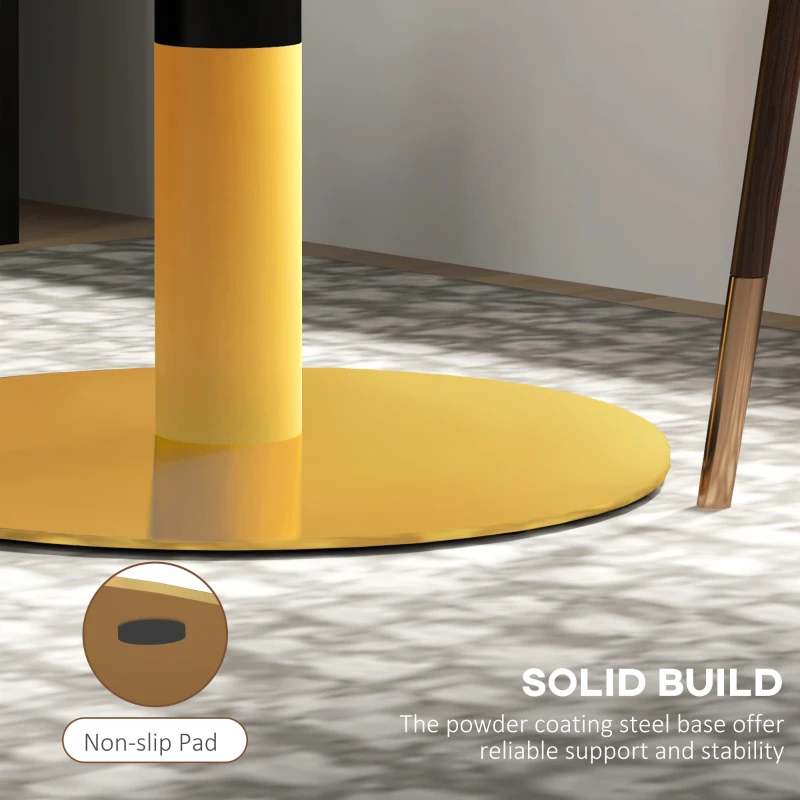 HOMCOM Round Dining Table, Modern Dining Room Table with Faux Marble Top, Steel Base, Space Saving Small Kitchen Table, White