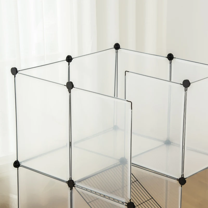 Pawhut 35.4" Pet Playpen Portable Pet Fence for Small Animals, DIY Plastic Modular Fence for Guinea Pigs, Bunny, Hedgehog