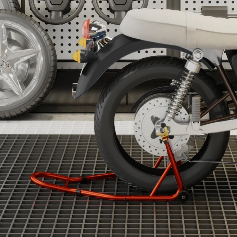 HOMCOM Motorcycle Rear Wheel Stand, Universal Motorcycle Lift with Adjustable U + L Swingarm Spool, Red