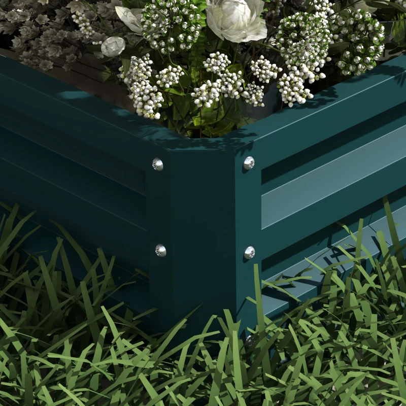 Outsunny 2 Tier Galvanized Raised Garden Bed, Steel Planter Box for Vegetables, Flowers, Herbs, 47" x 40" x 23", Green