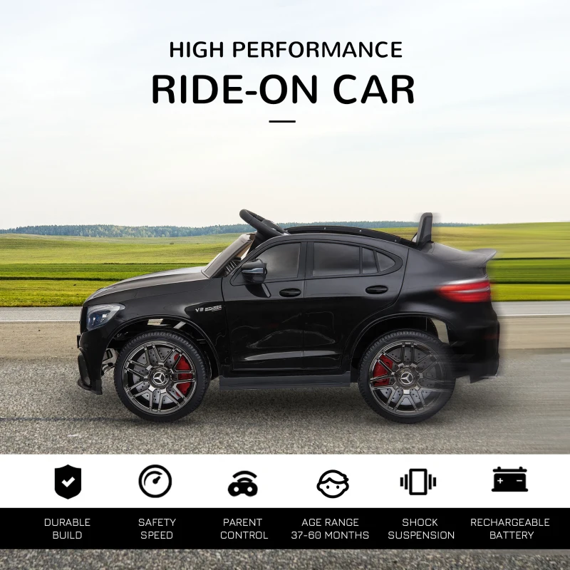 Aosom 12V Toddler Ride On Car with Remote Control, Mercedes Benz AMG GLC63S Coupe, Electric Car with 2 Speed, MP3 Player, Light, Horn, Songs, Suspension, Black(m-4)