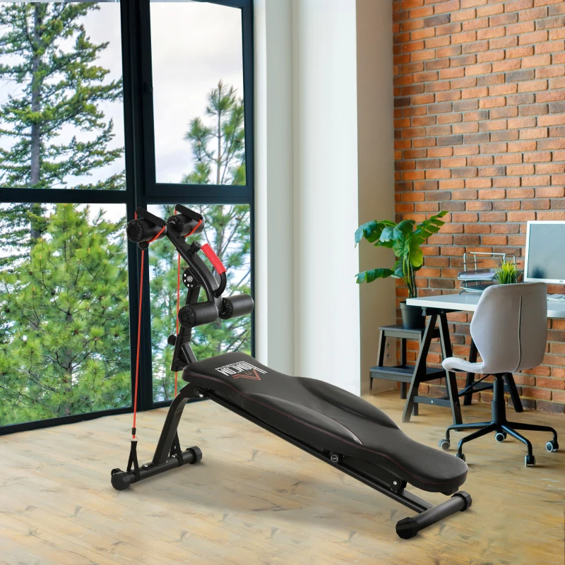 Soozier Multifunctional Sit Up and Dumbbell Weight Bench with 4-Angle Adjustable Backrest & Lightweight Portable Design - Black