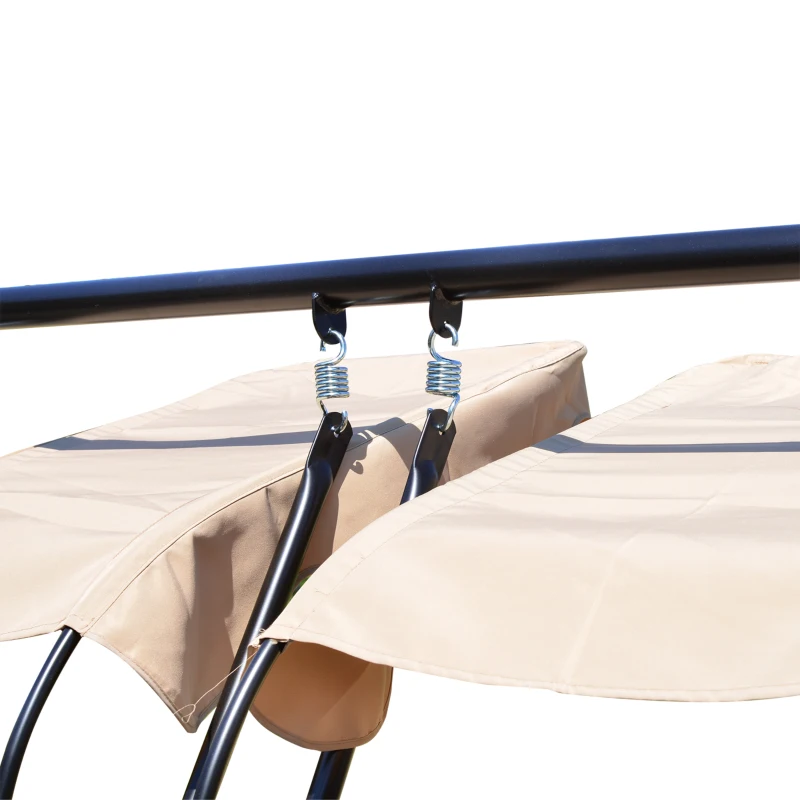 Outsunny Outdoor Garden Patio Covered Double Swing with Frame, Sand