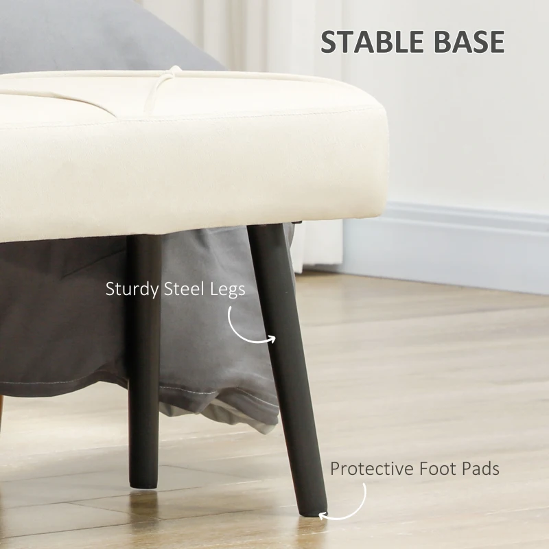 HOMCOM 39 Inches Upholstered Bedroom Bench, Modern End of Bed Bench with Steel Legs, Cream White