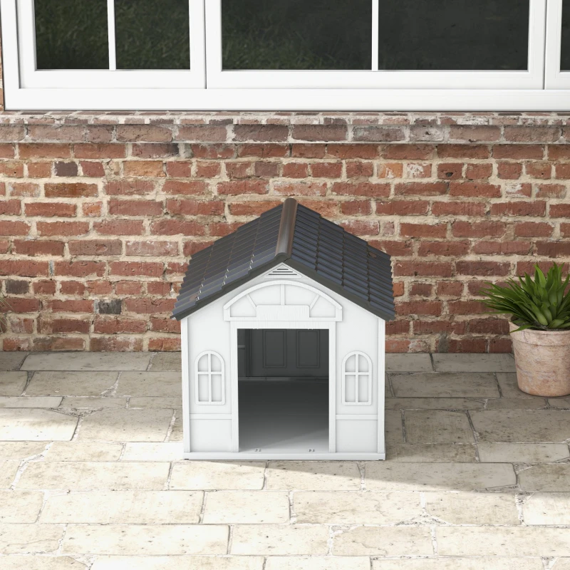 PawHut Pet House Water Resistant Puppy Shelter with Door for Indoor Outdoor, Easy to Assemble, for Small/Medium Dogs, Gray
