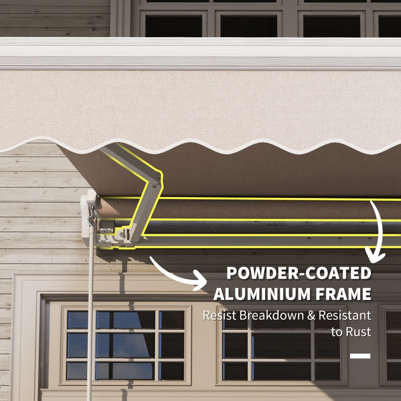 Outsunny 8' x 6.6' Patio Retractable Awning, Manual Exterior Sun Shade Deck Window Cover, Beige