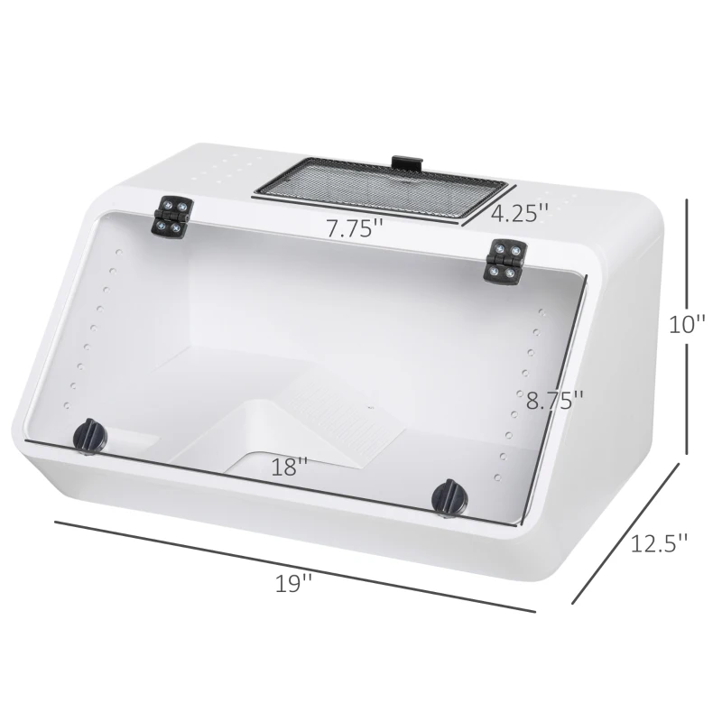 PawHut Small Turtle Tank with Basking Platform, Reptile Aquarium Cage with Feeding Trough, Box Turtle Habitat and Hermit Crab Habitat, Clear Sunlight Window, Indoor and Outdoor