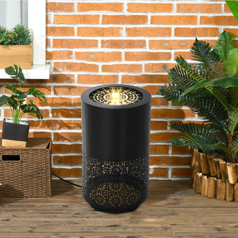 Outsunny 21" Tall Garden Waterfall Fountain with LED Lights, Outdoor Water Fountain Water Feature with Adjustable Flow, Black