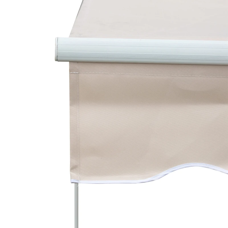 Outsunny 8' x 6.6' Patio Retractable Awning, Manual Exterior Sun Shade Deck Window Cover, Beige