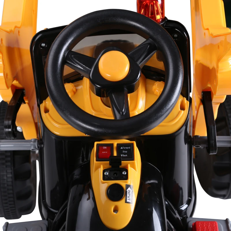Aosom 6V Kids Electric Ride On Excavator, Digger Tractor Toddler Construction Vehicle Moving Forward Backward(m-8)
