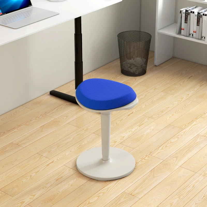 HOMCOM Standing Desk Stool, Ergonomic Wobble Chair, Adjustable Leaning Stool for Office Desks, with Rocking Motion, Blue