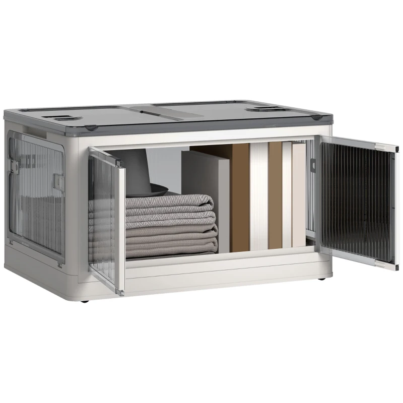 HOMCOM Stackable Storage Bins with Lids, Wheels, and Collapsible, White