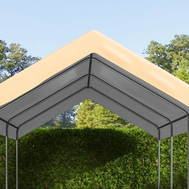Outsunny 20' x 10' Carport Replacement Canopy for Model 84C-207WT or 84C-386V00WT with Ball Bungee Cords, Beige (Only Cover)