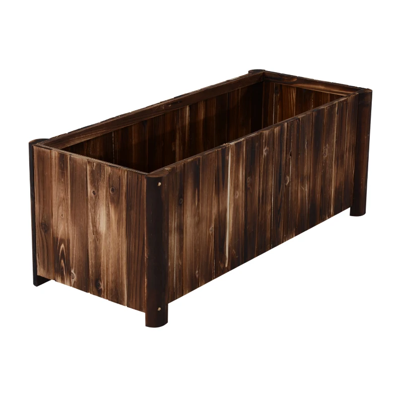 Outsunny 48" x 20" x 18" Raised Garden Bed, Raised Planter Box, Wooden Planter Raised Bed with Drainage Gaps & Lightweight Build, Natural Wood