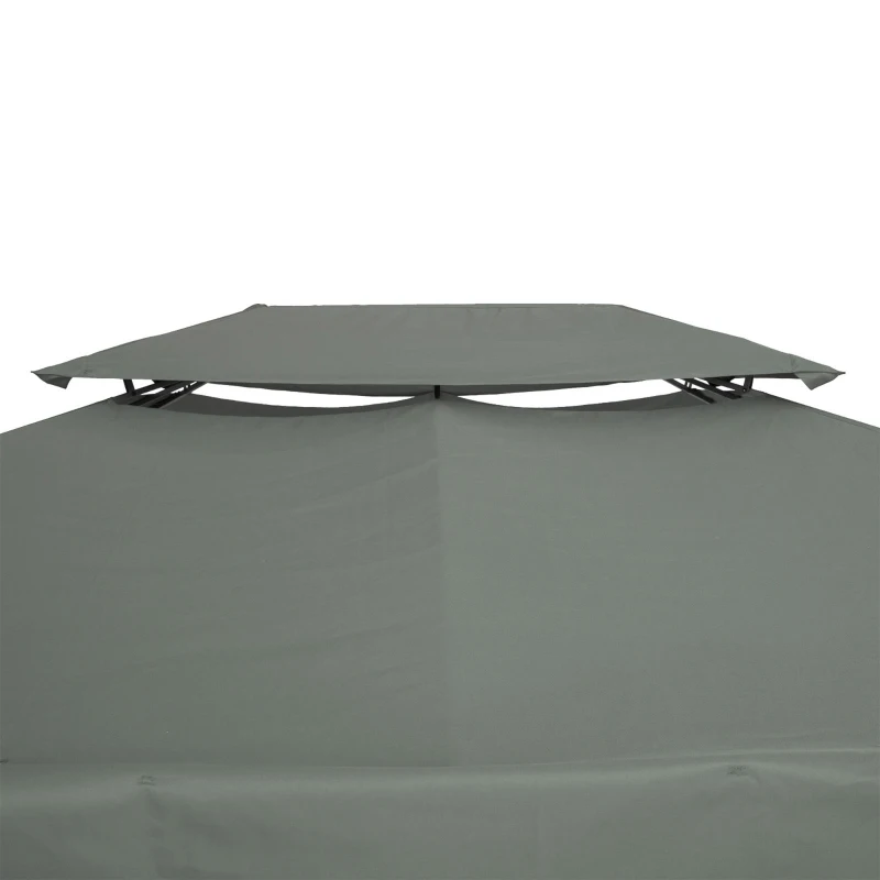 Outsunny 13' x 10' Gazebo Replacement Canopy 2 Tier Top UV Cover Pavilion Garden Patio Outdoor, Deep Grey (TOP ONLY)