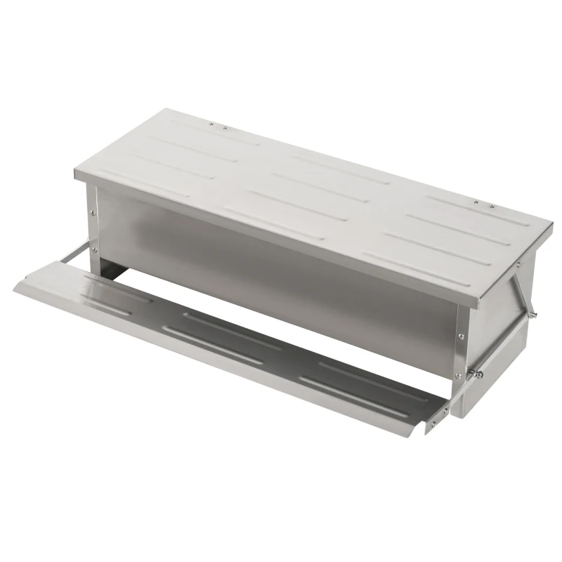 PawHut Automatic Chicken Feeder, 22.5 lbs Capacity Poultry Feeder with Self Opening Treadle, Weather Resistant Lid, for 6 Chickens, Silver