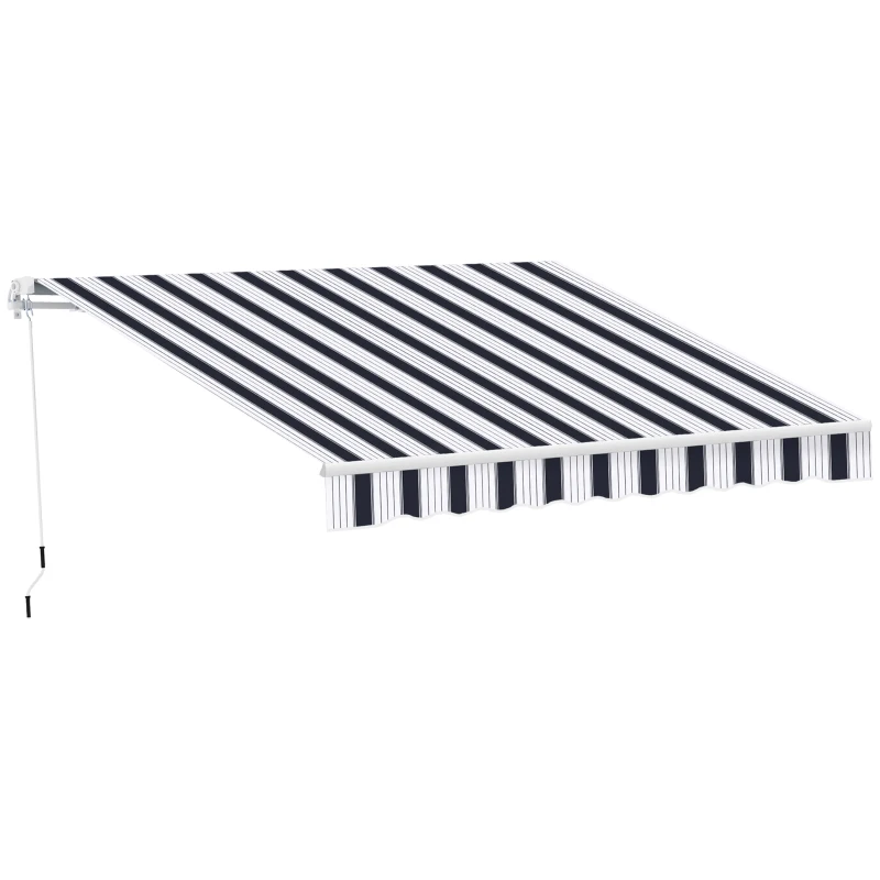 Outsunny 8' x 7' Retractable Awning, Patio Awnings, Sunshade Shelter with 280 g/m² UV & Water-Resistant Fabric and Aluminum Frame for Deck, Balcony, Yard, Blue and White