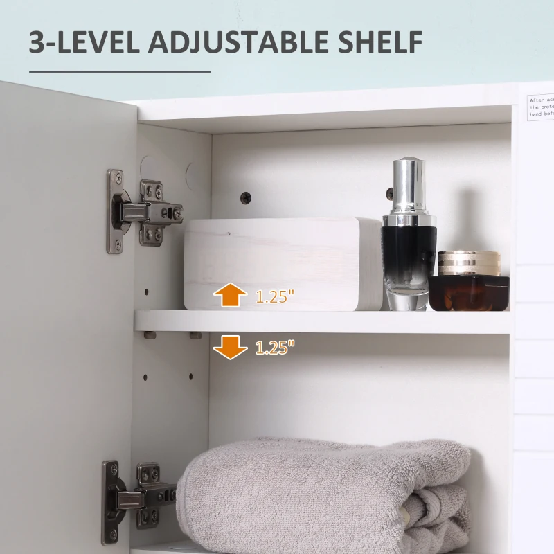 kleankin Medicine Cabinet with Mirror, Bathroom Wall Cabinet, Storage Organizer with Mirror Door, Adjustable Shelf, White