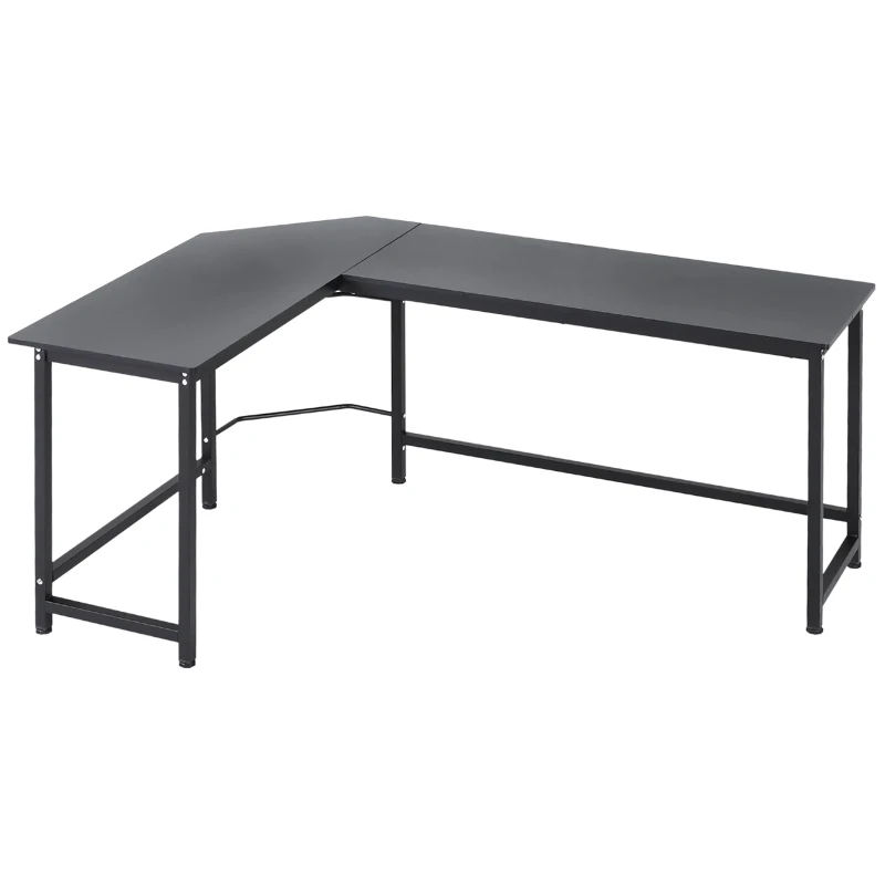 Vinsetto 66 Inch L-Shaped Computer Desk Large Size Corner Table PC Laptop Study Workstation, for Home Office, Black