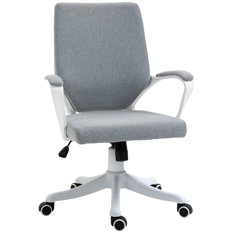 Vinsetto Mid Back Home Office Chair, Ergonomic Task Computer Desk Chair with Lumbar Back Support, Adjustable Height, and Padded Armrests, Grey