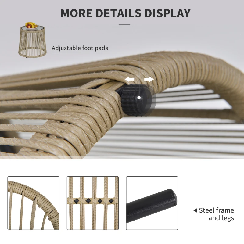 Outsunny 3 Pieces Wicker Patio Furniture Set, Rattan Bistro Set with Coffee Table and Cushions, Outdoor Conversation Set for Garden, Porch, Balcony, Coffee and White