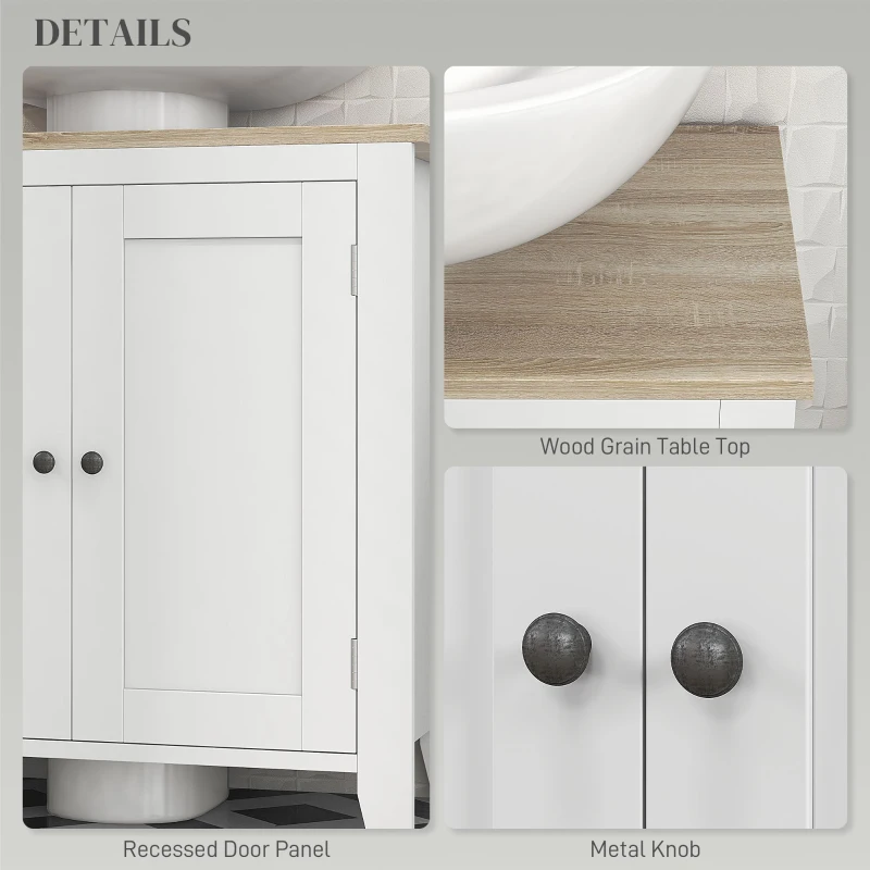 kleankin Bathroom Sink Vanity Unit, Under Sink Bathroom Cabinet with U-Shape Design and Adjustable Shelf, White