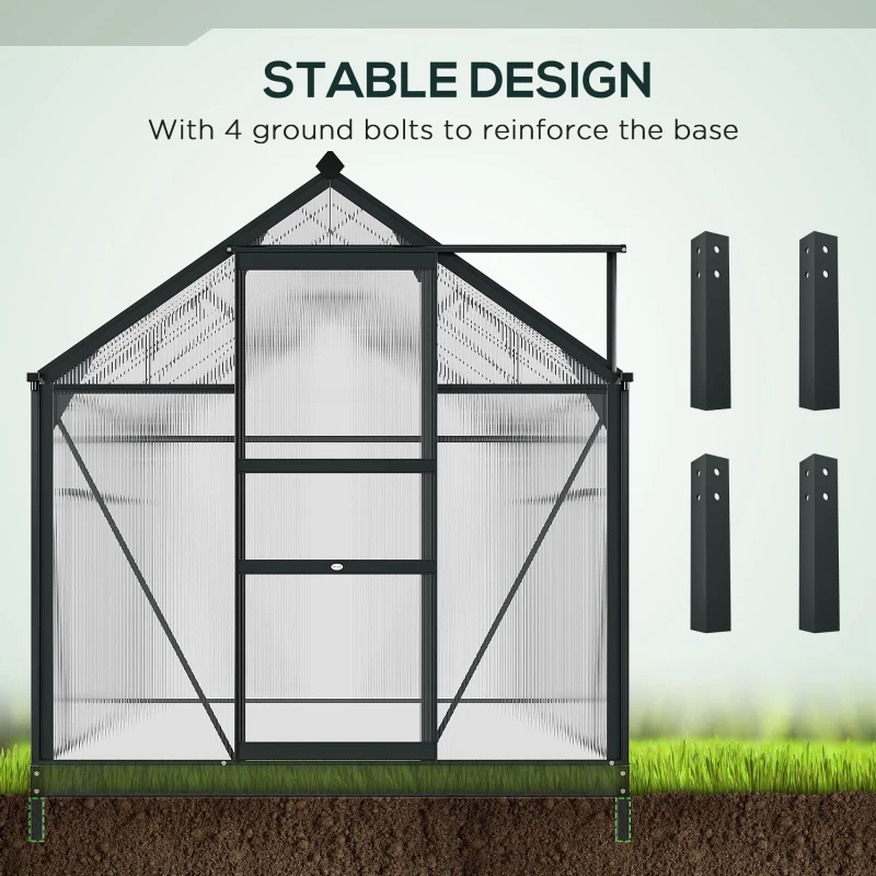 Outsunny 6.2' x 10.3' x 6.6' Outdoor Greenhouse with Walk-in Vent Door for Backyard Garden Gray