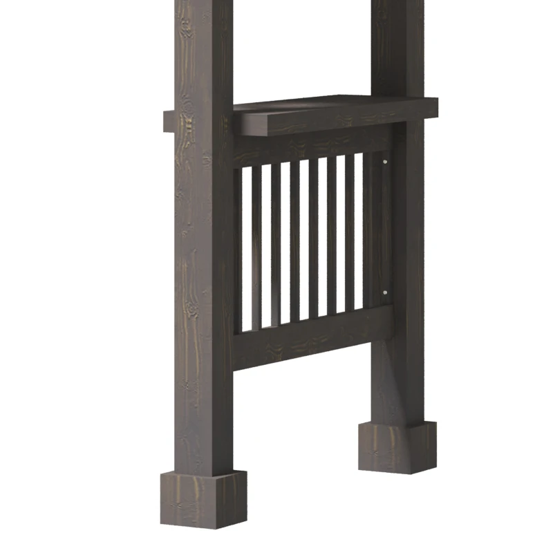 Outsunny 8' x 5' BBQ Grill Gazebo with 2 Side Shelves, Outdoor Hardtop Barbecue Barrier with Slanted Steel roof, Solid Wood Frame