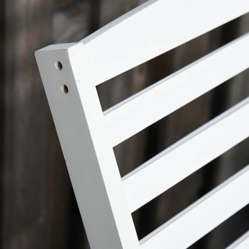 Outsunny Patio Rocking Chair Non-slip Porch Rocker for Balcony Garden Terrace Bamboo White