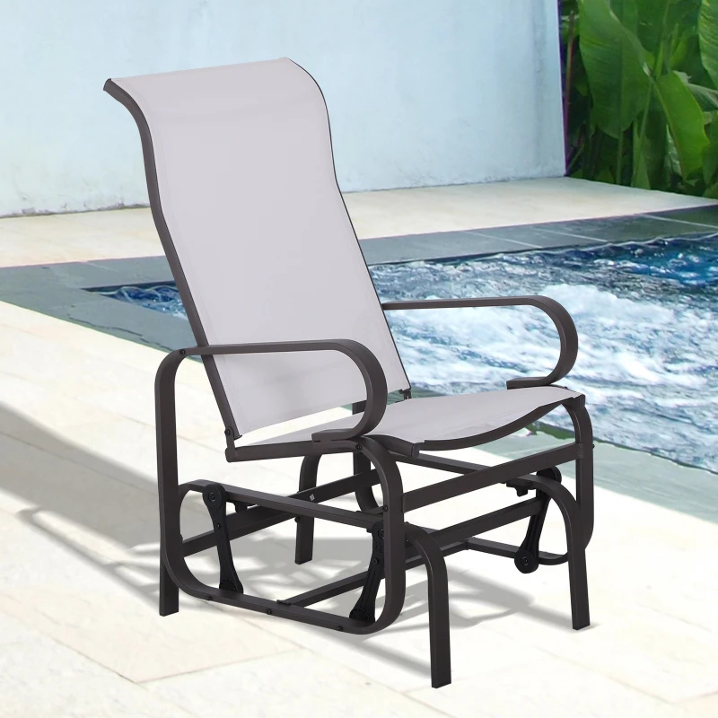Outsunny Gliding Lounger Chair, Single Rocker with Lightweight Metal & Mesh Construction, White