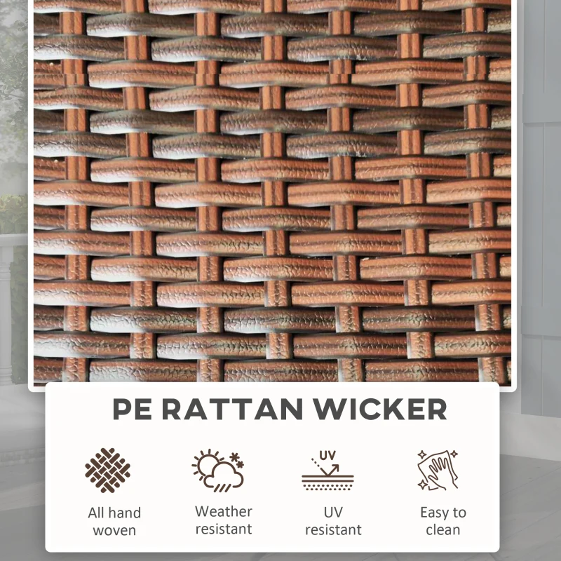 Outsunny Outdoor PE Rattan Foldable End Table, Φ23.6" x 27.6" H, Brown