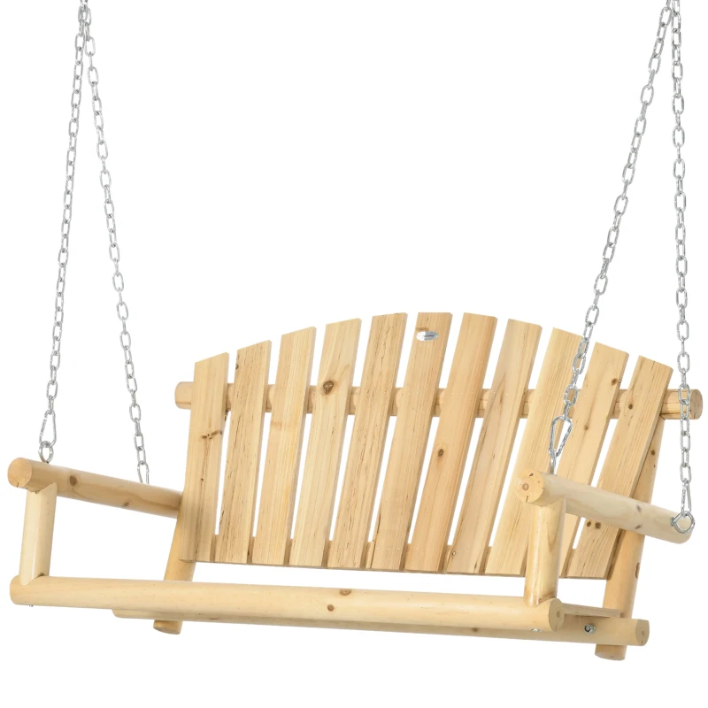 Outsunny 2-Seater Porch Swing, Hanging Outdoor Swing Bench with Metal Chains for Deck, Patio, Garden, Backyard